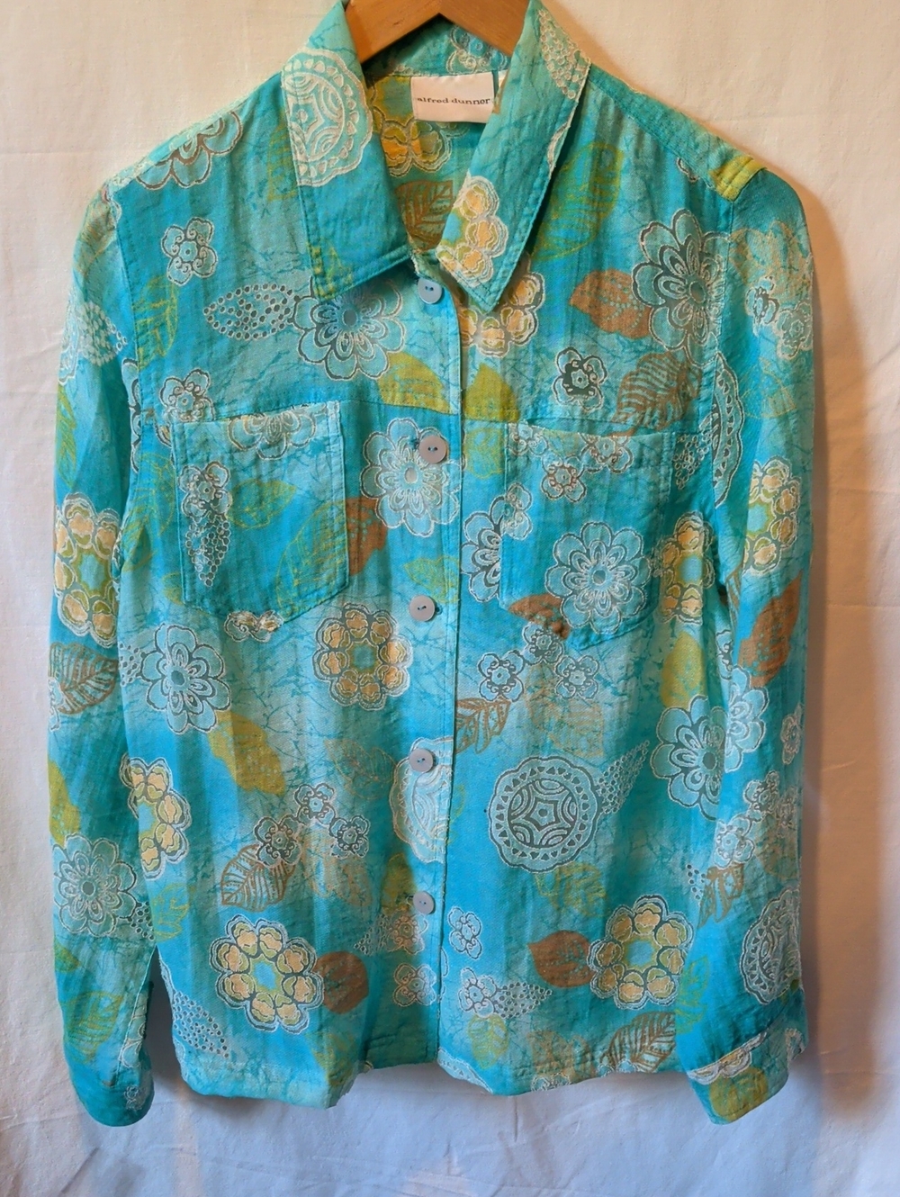 Alfred Dunner Teal Floral Print Blouse